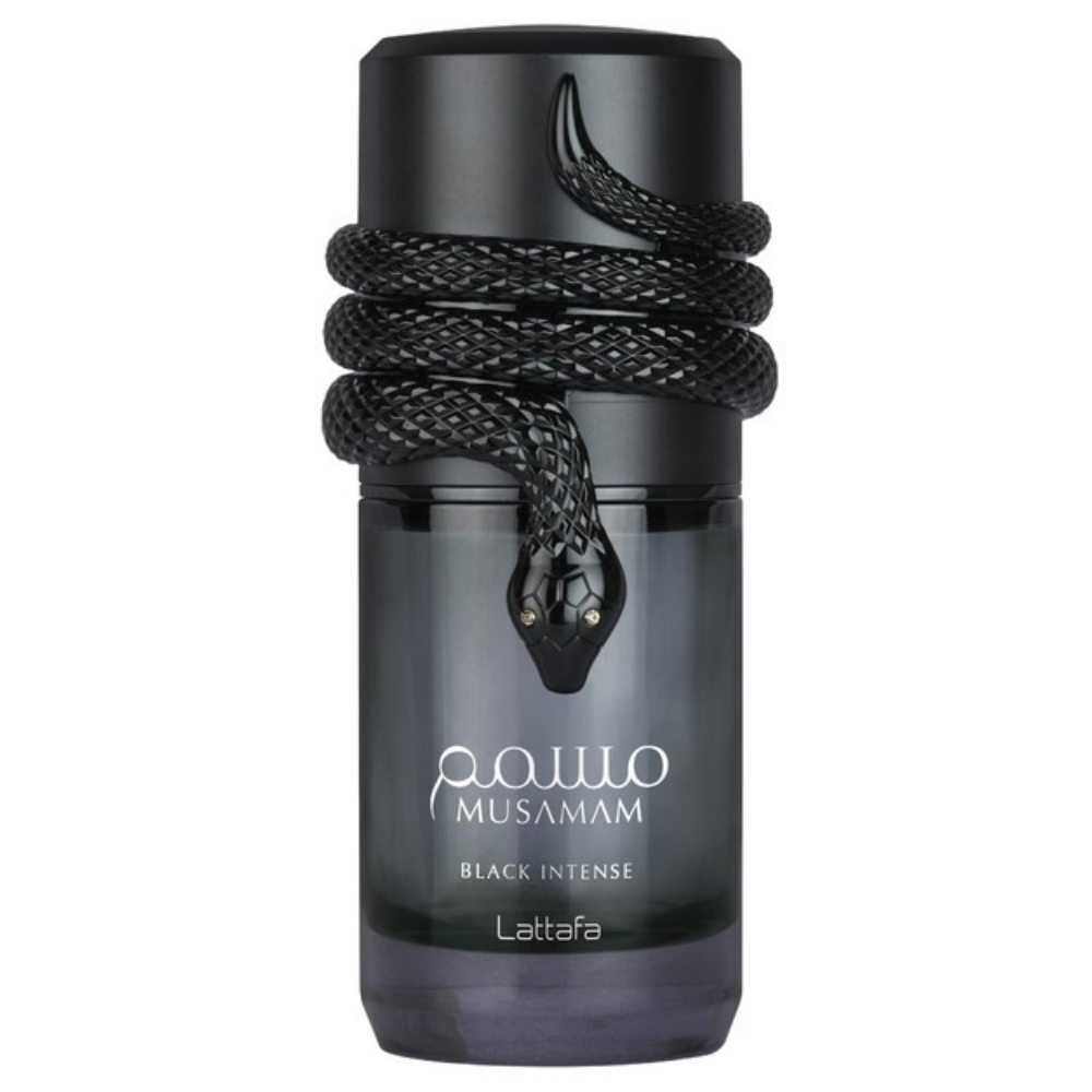 Lattafa Musamam Black Intense fragrance decant sample bottle
